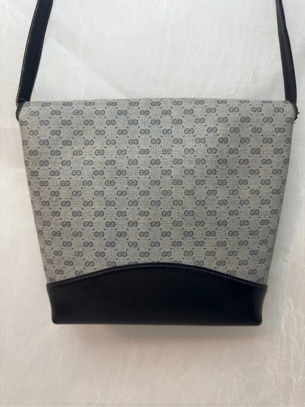Gucci Gray/Navy/ Black-Midnight Blue Monogram Crossbody w zipper pull